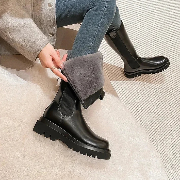 Stivali Alti in Pelle con pelo interno