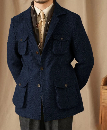 Giacca in Lana Herringbone Tweed British