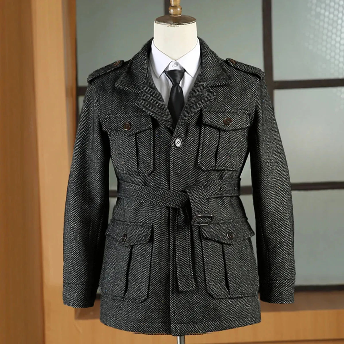 Giacca Caccia in Lana Herringbone