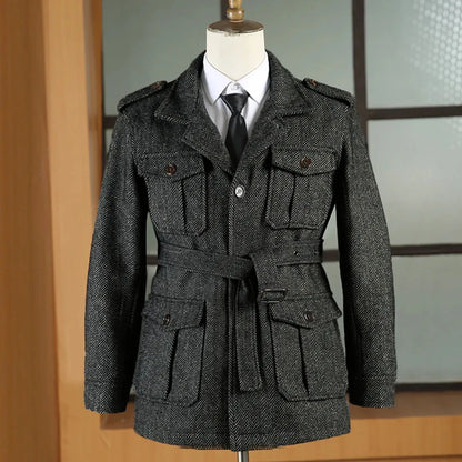 Giacca Caccia in Lana Herringbone