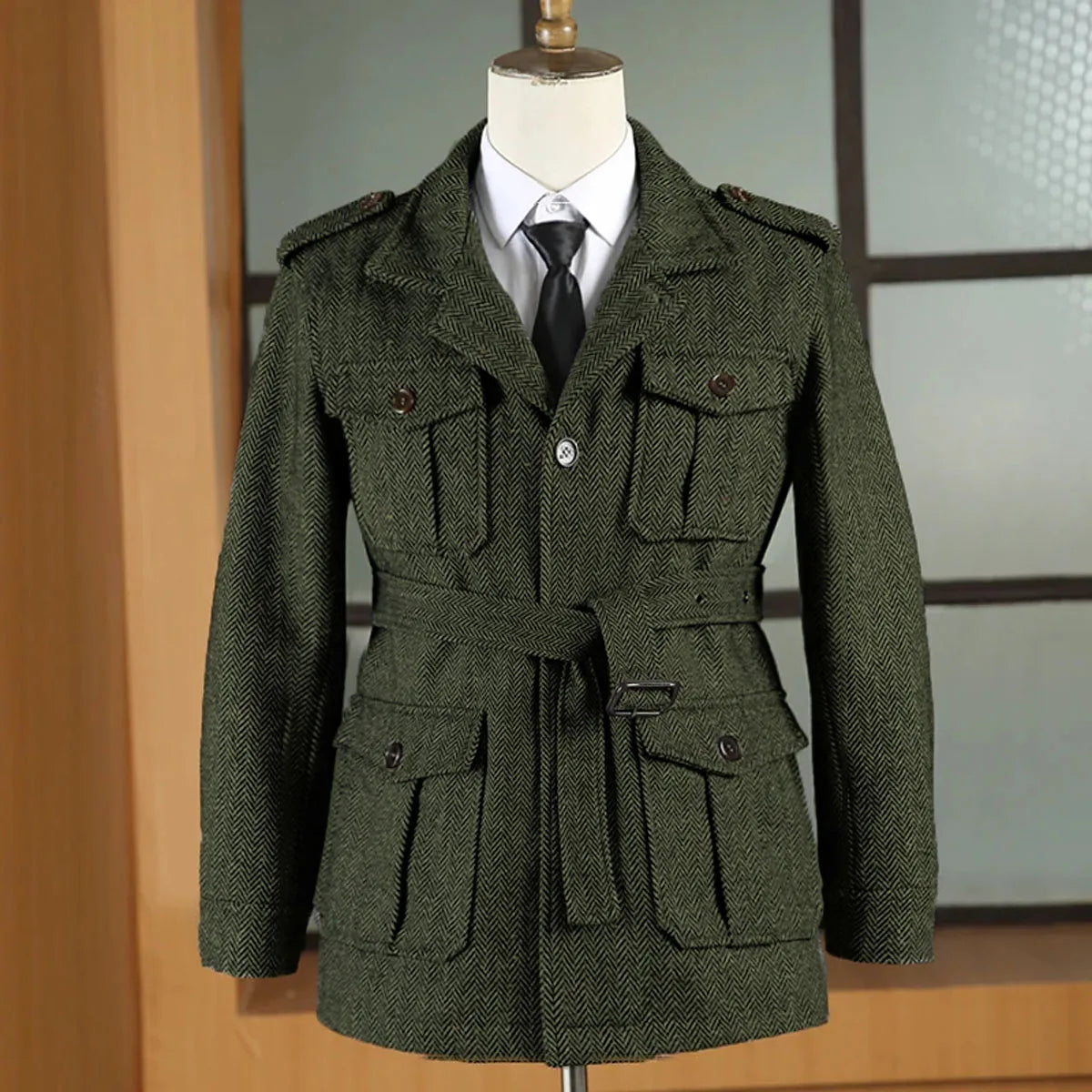 Giacca Caccia in Lana Herringbone