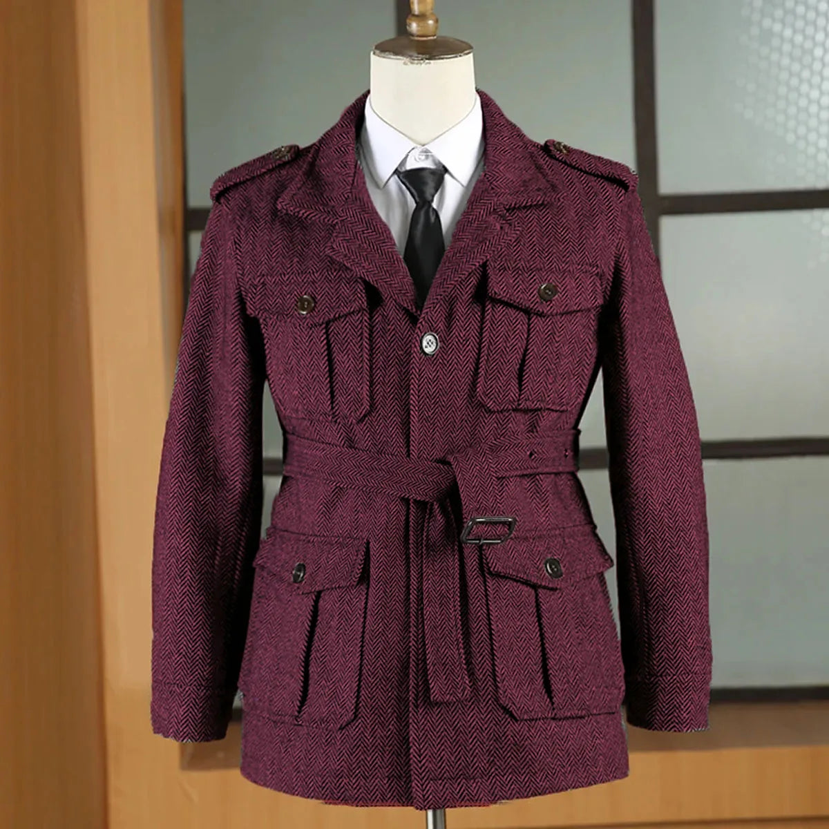 Giacca Caccia in Lana Herringbone