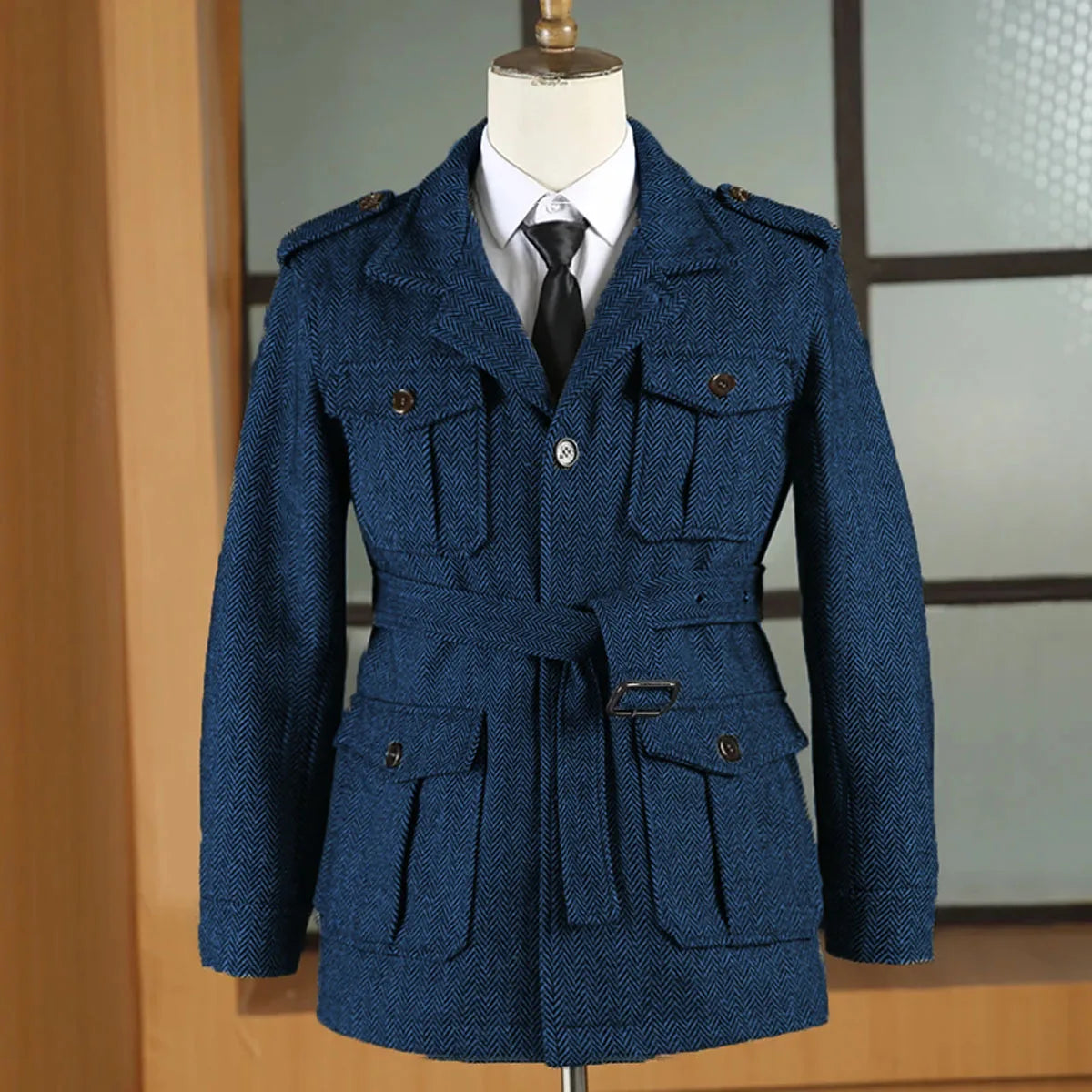 Giacca Caccia in Lana Herringbone