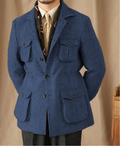 Giacca in Lana Herringbone Tweed British