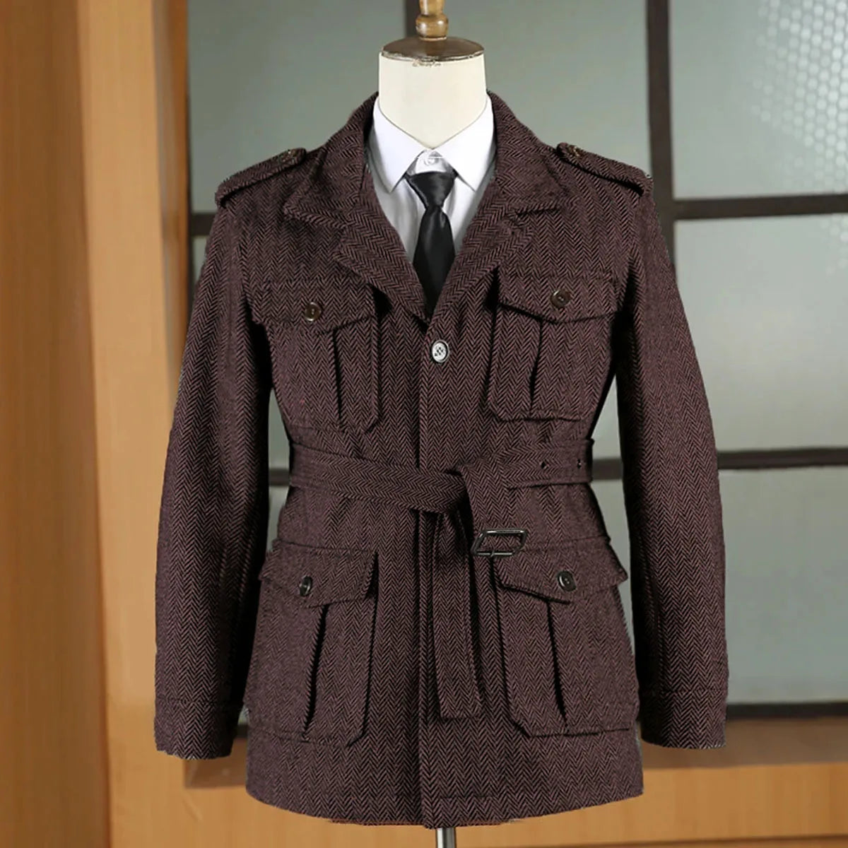 Giacca Caccia in Lana Herringbone