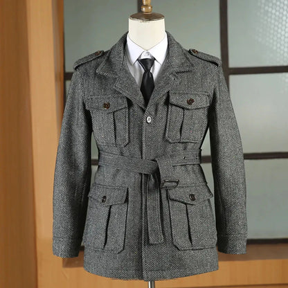 Giacca Caccia in Lana Herringbone