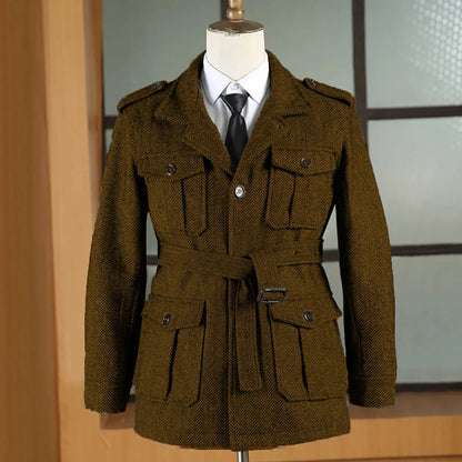 Giacca Caccia in Lana Herringbone