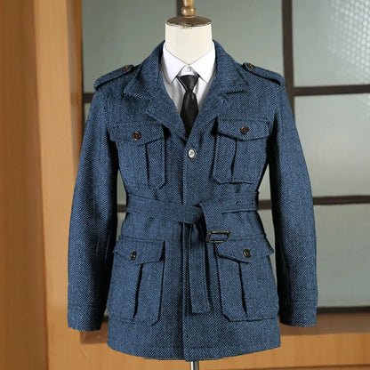 Giacca Caccia in Lana Herringbone