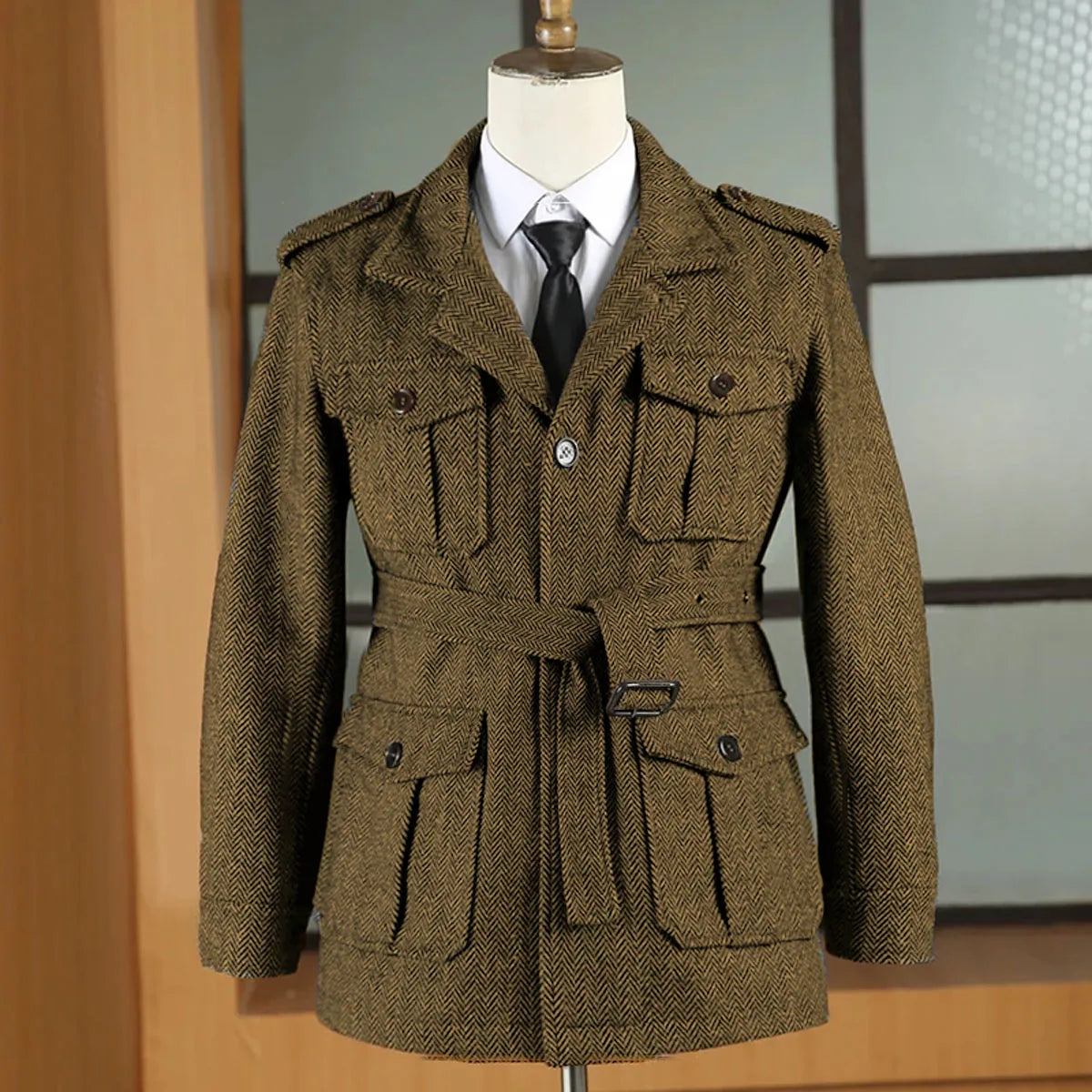 Giacca Caccia in Lana Herringbone