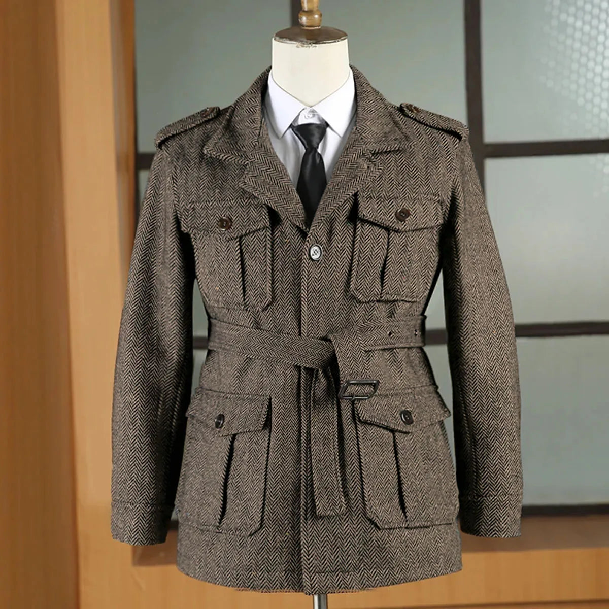 Giacca Caccia in Lana Herringbone