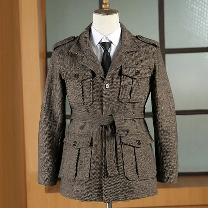 Giacca Caccia in Lana Herringbone