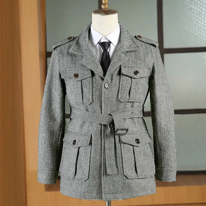 Giacca Caccia in Lana Herringbone